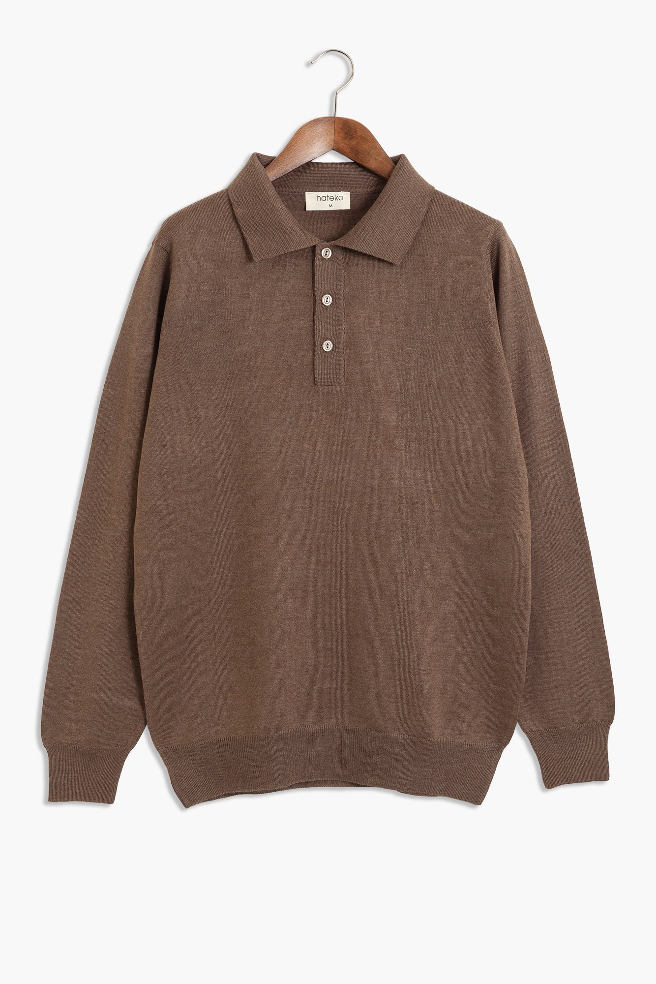 Regular Fit Woolen Polo Sweater - Light Brown