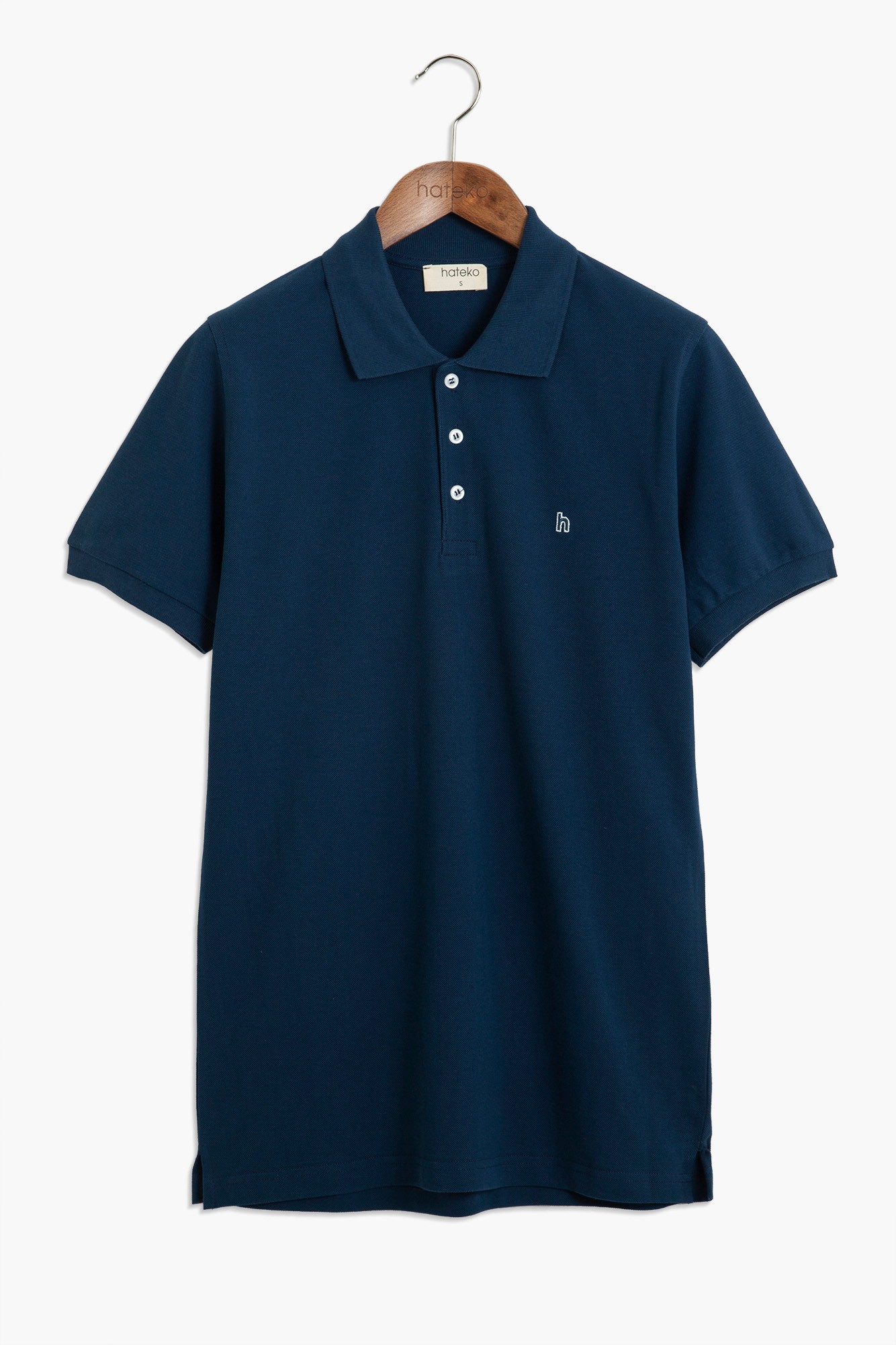 %100 Pamuk Klasik Kesim Polo Yaka Tişört - Açık Lacivert