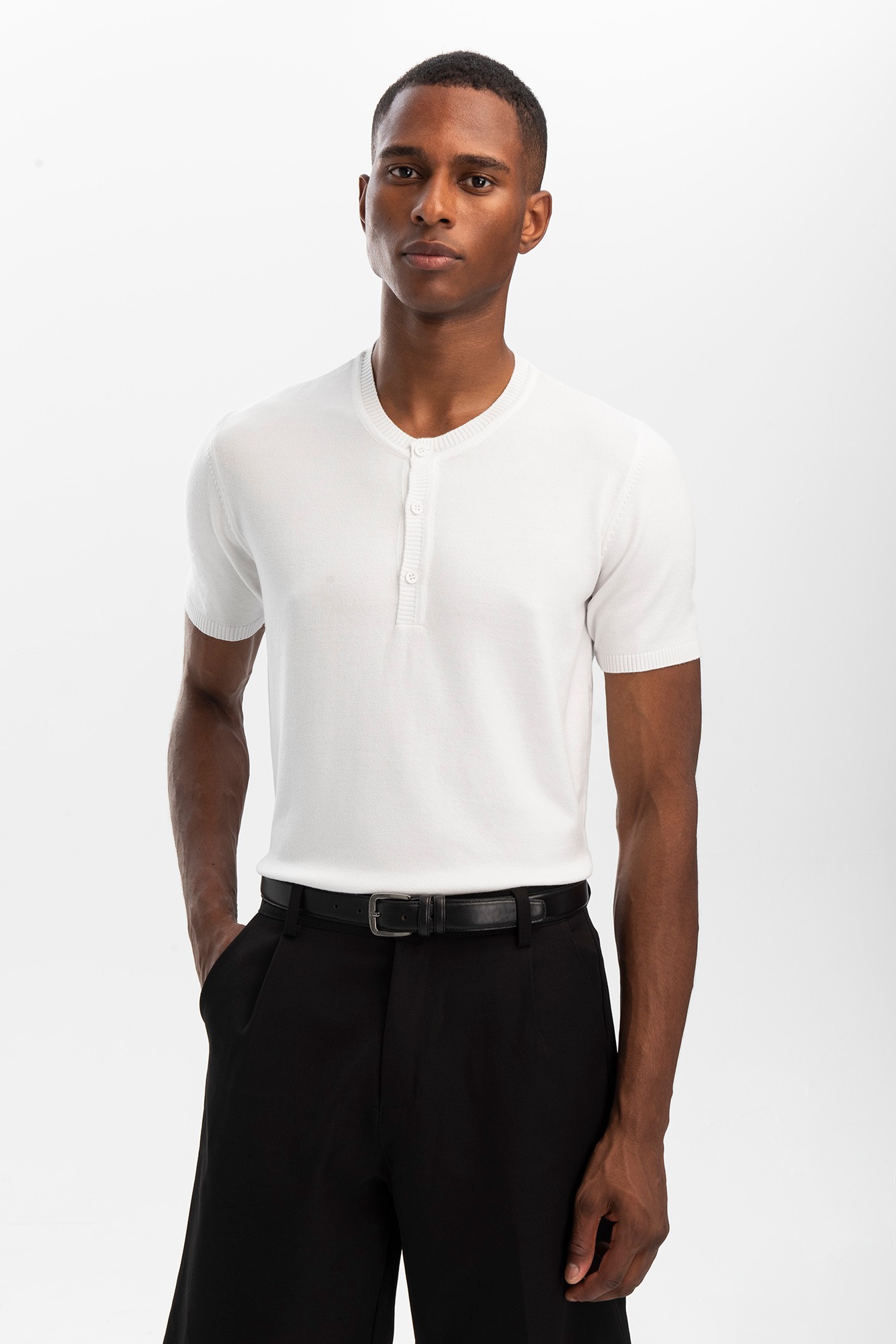 Henley Knit T-shirt - White