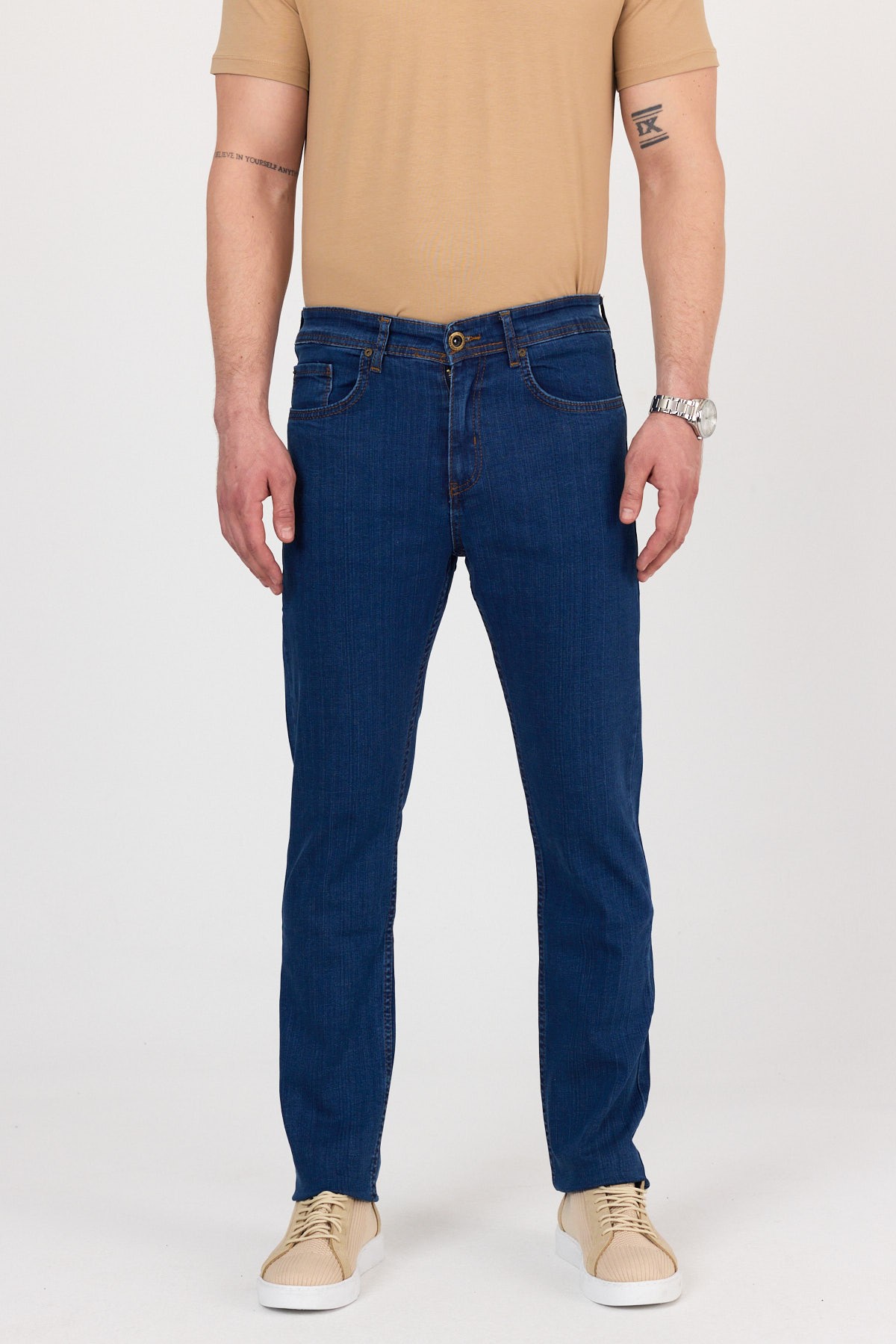 Regular Fit Jean Kot Pantolon - Mavi