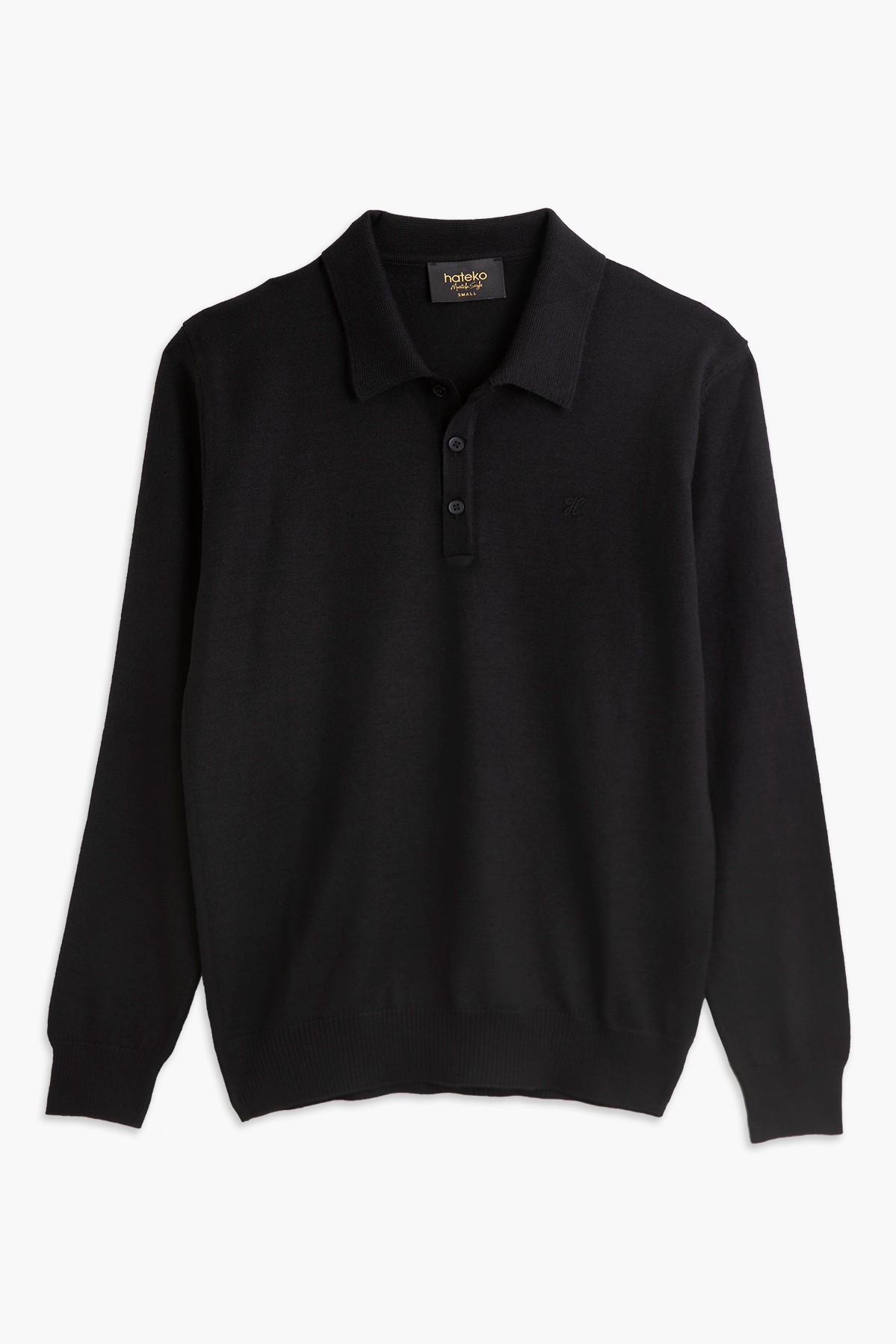 50% Wool Polo Sweater - Black