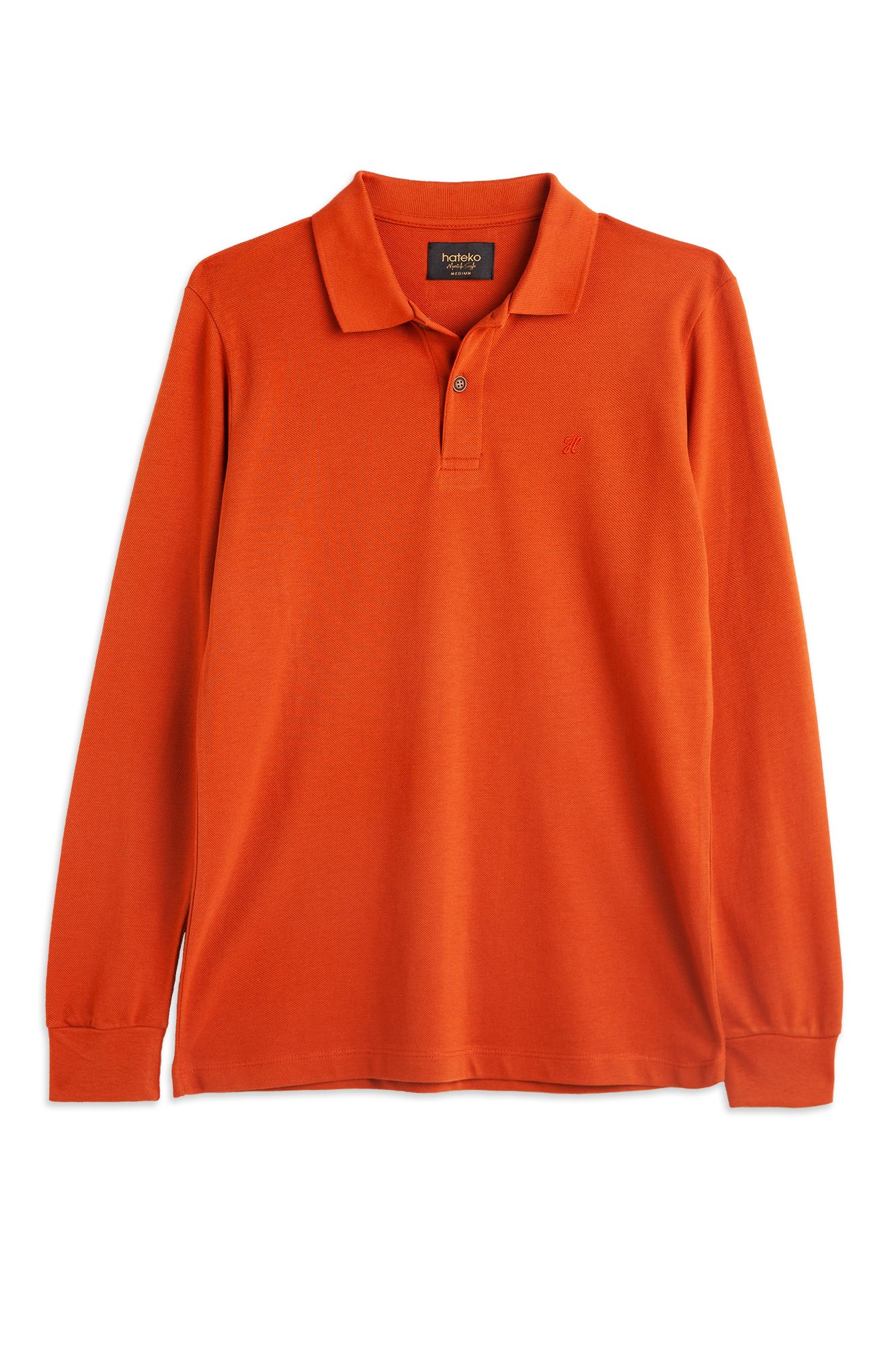 100% Cotton Long Sleeve Polo T-shirt - Orange