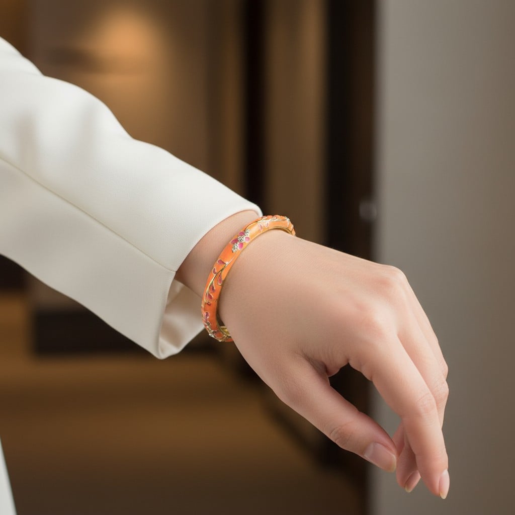 Mercan Dokunuşlu Mineli Gold Kelepçe