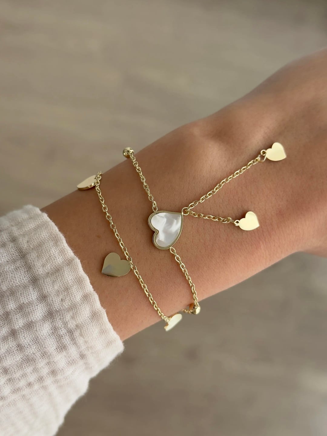 Kalp Charmlı Çelik Bileklik - Gold