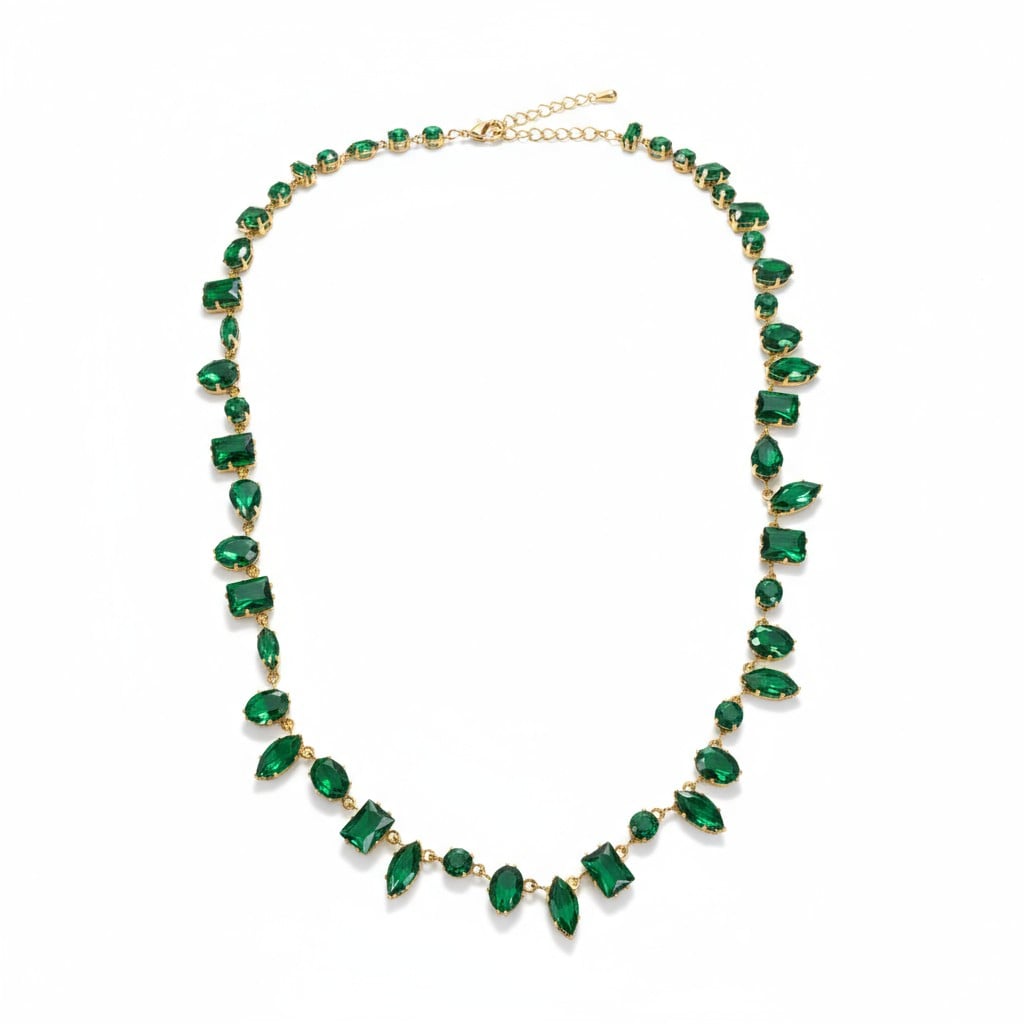 Özel Tasarım Taşlı Kolye - Yeşil Gold