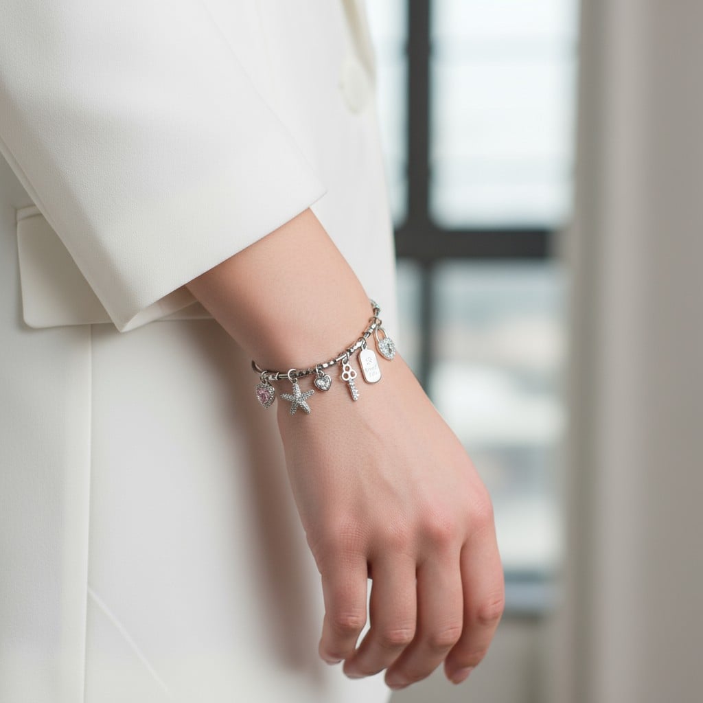 Kalpli Yıldız Charmlı Şans Bilekliği