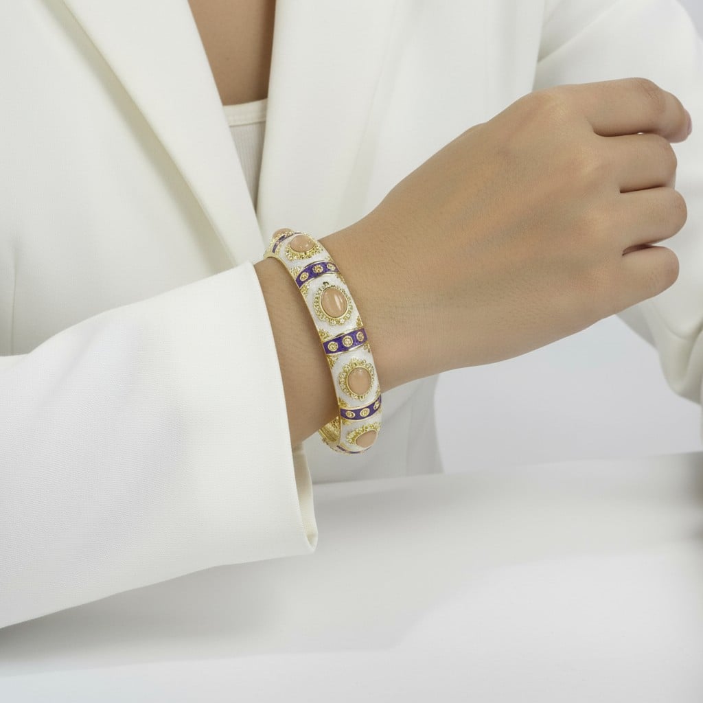 Lüks Desenli Mineli Kelepçe Bileklik