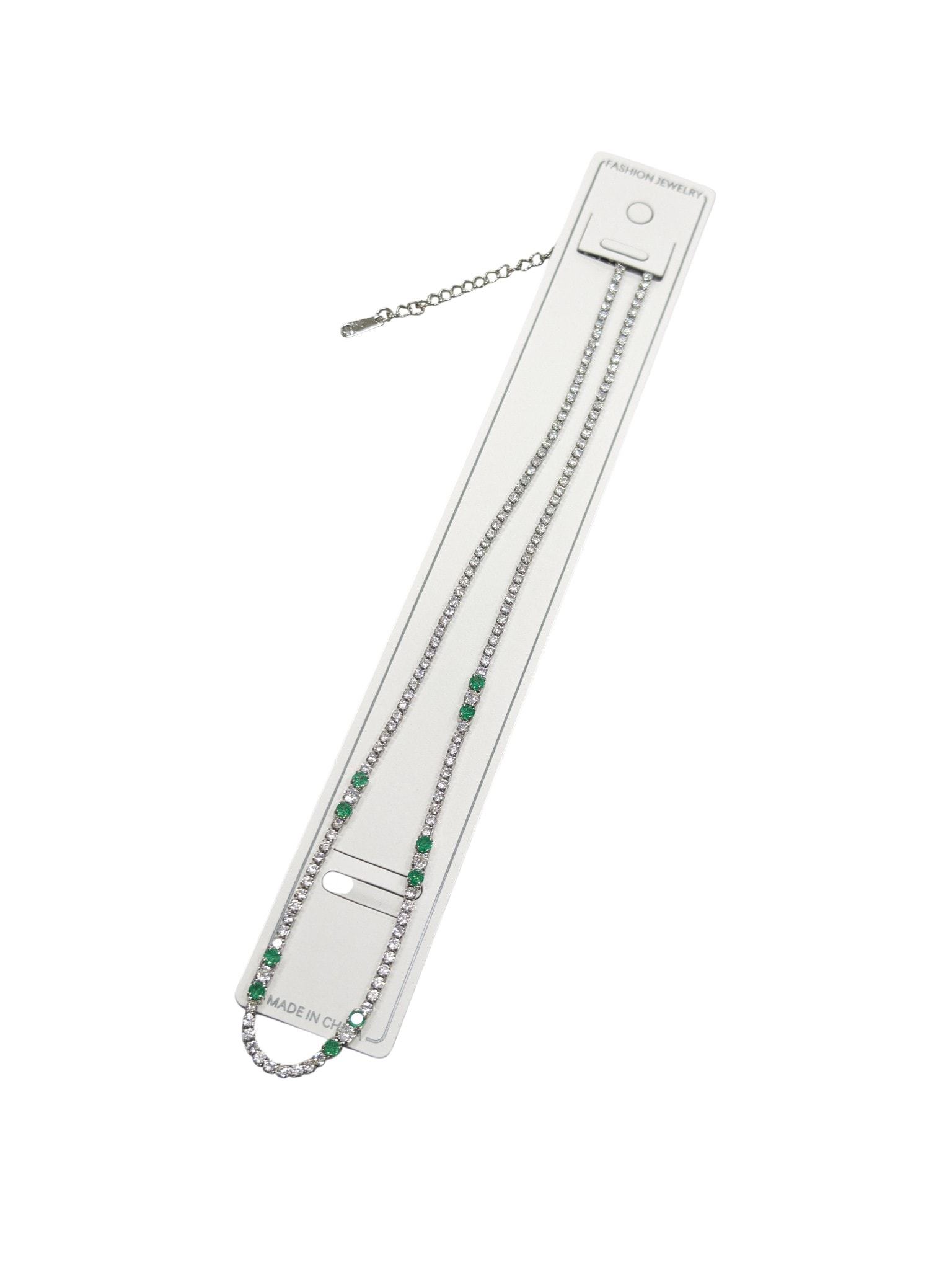 Yeşil Taş Detaylı Suyolu Kolye - Gümüş