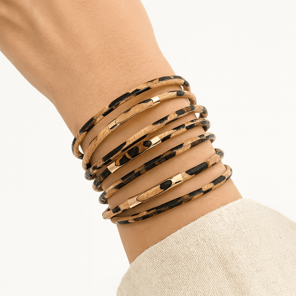 Topçuklu Modern Leopar Bileklik