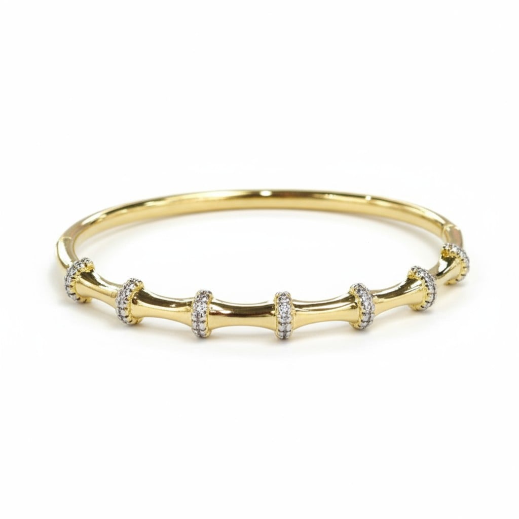 Kemik Modern Bileklik - Gold Beyaz