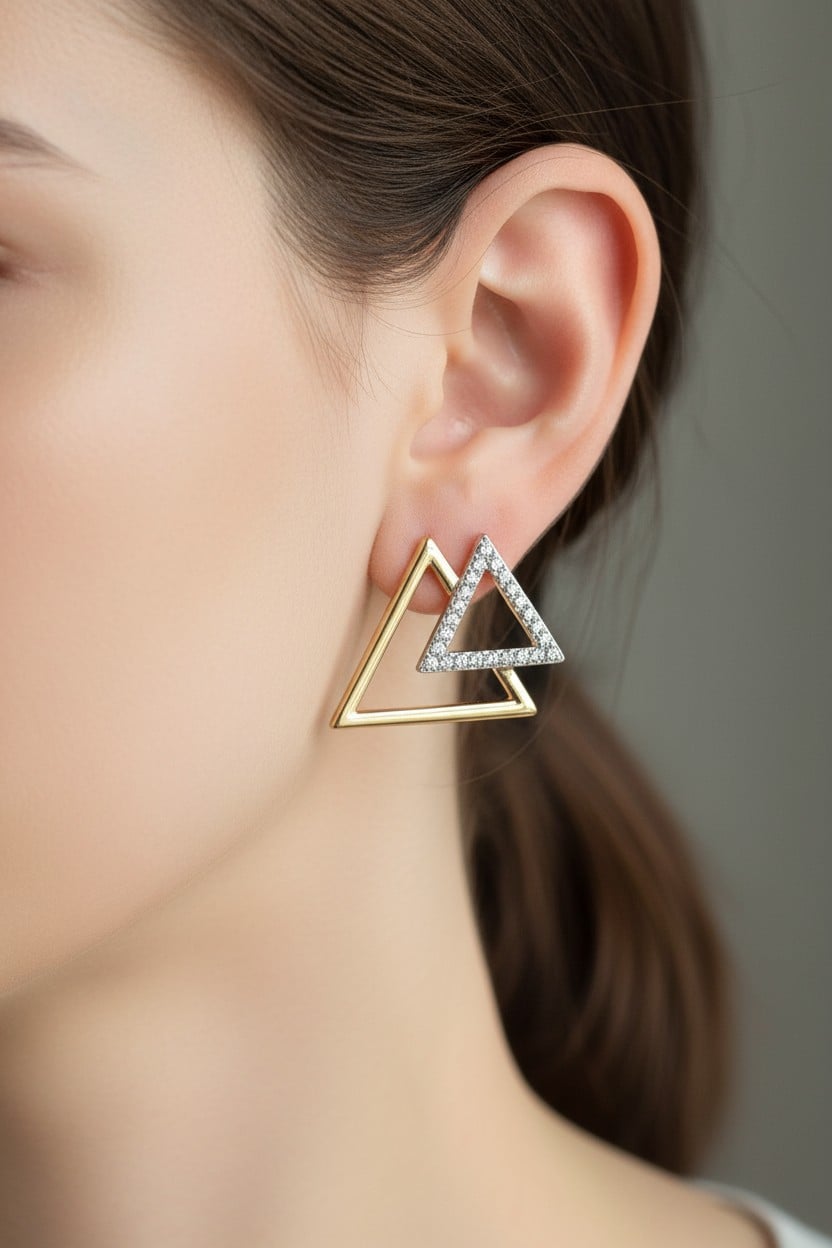 Modern Üçgen Taşlı