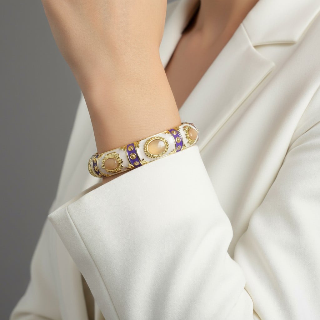 Lüks Desenli Mineli Kelepçe Bileklik