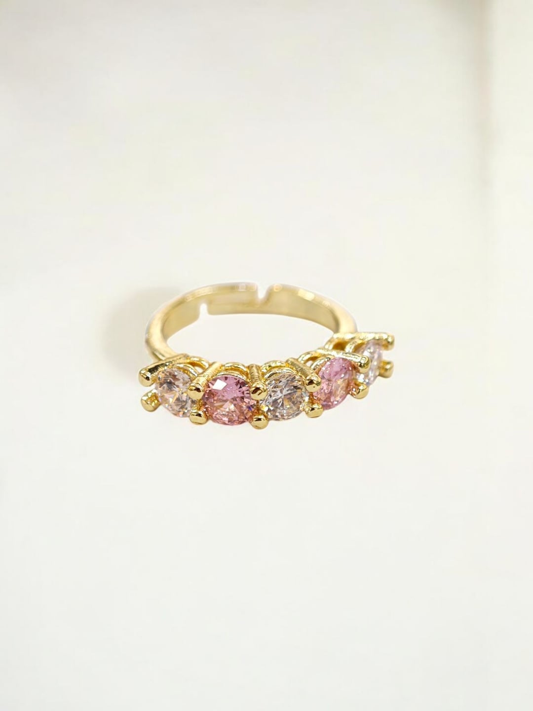 Ayarlanabilir Beş Taş Detaylı Renkli Yüzük - Gold