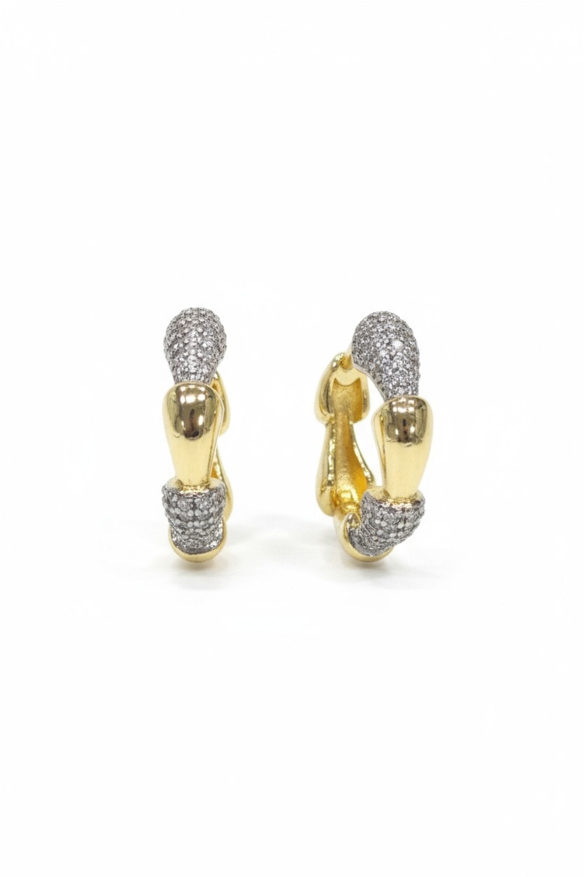 Taşlı Gold Halka Küpe