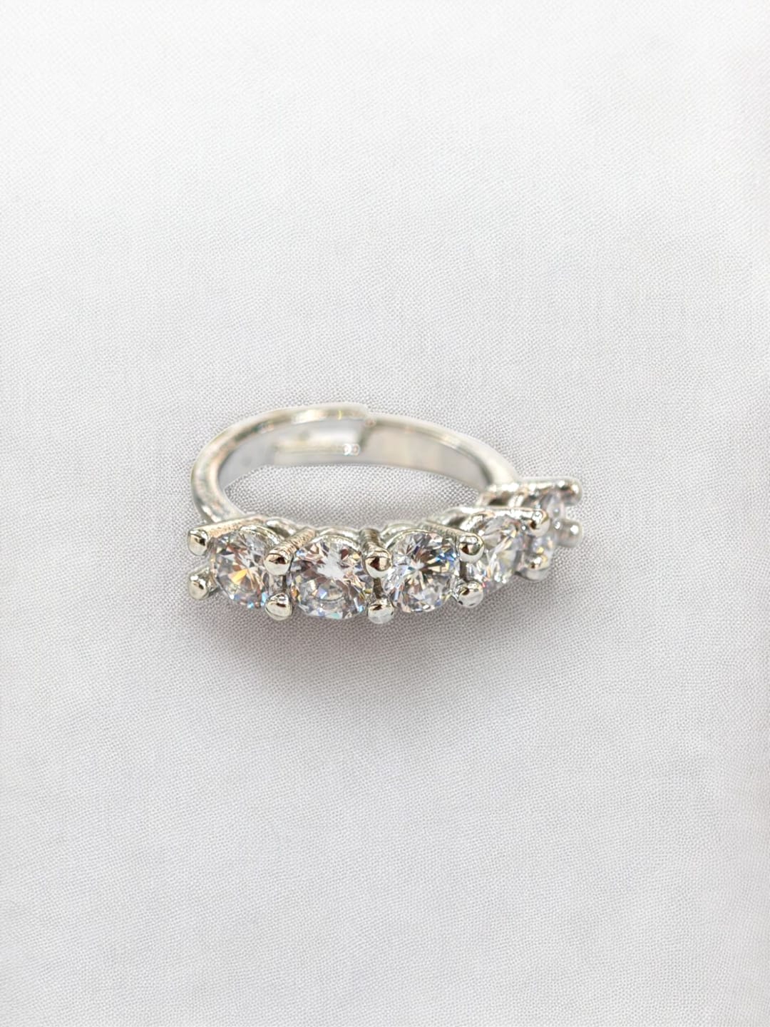 Ayarlanabilir Beş Taşlı Yüzük - Gümüş