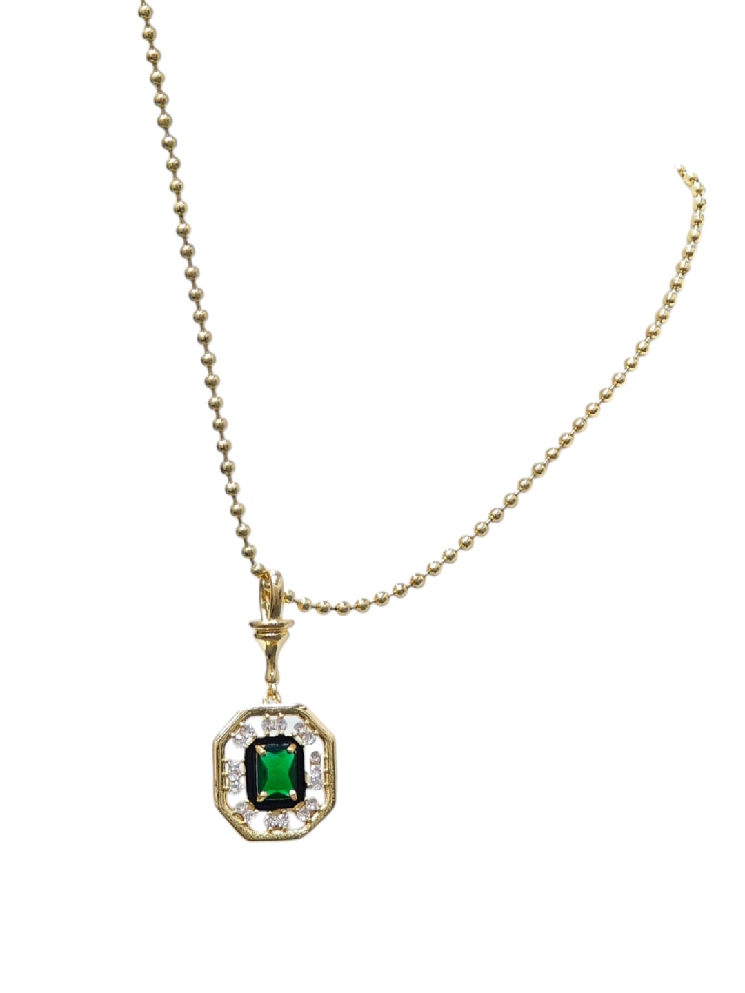 Dorikar Zincir Yeşil Taşlı Kolye