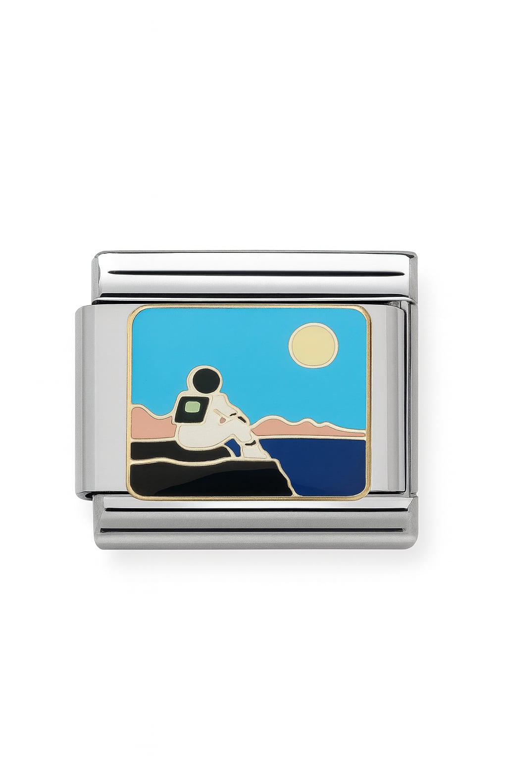 Astronot Gün Batımı Desenli İtalyan Charm