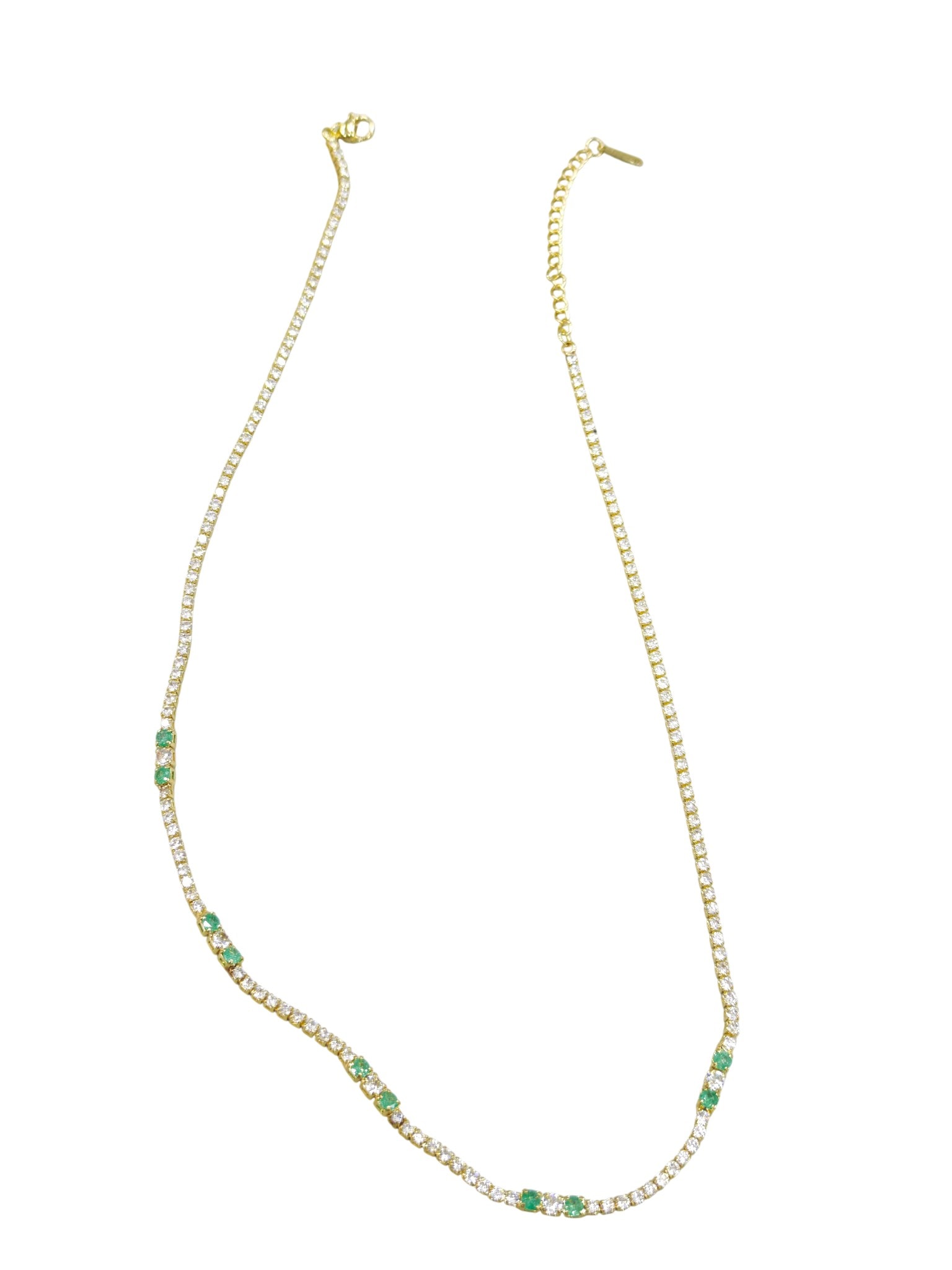 Yeşil Taş Detaylı Suyolu Kolye - Gold