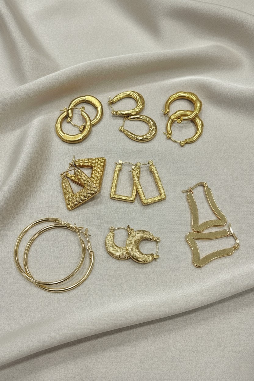 4 Adet Rastgele Çelik Küpe Seti