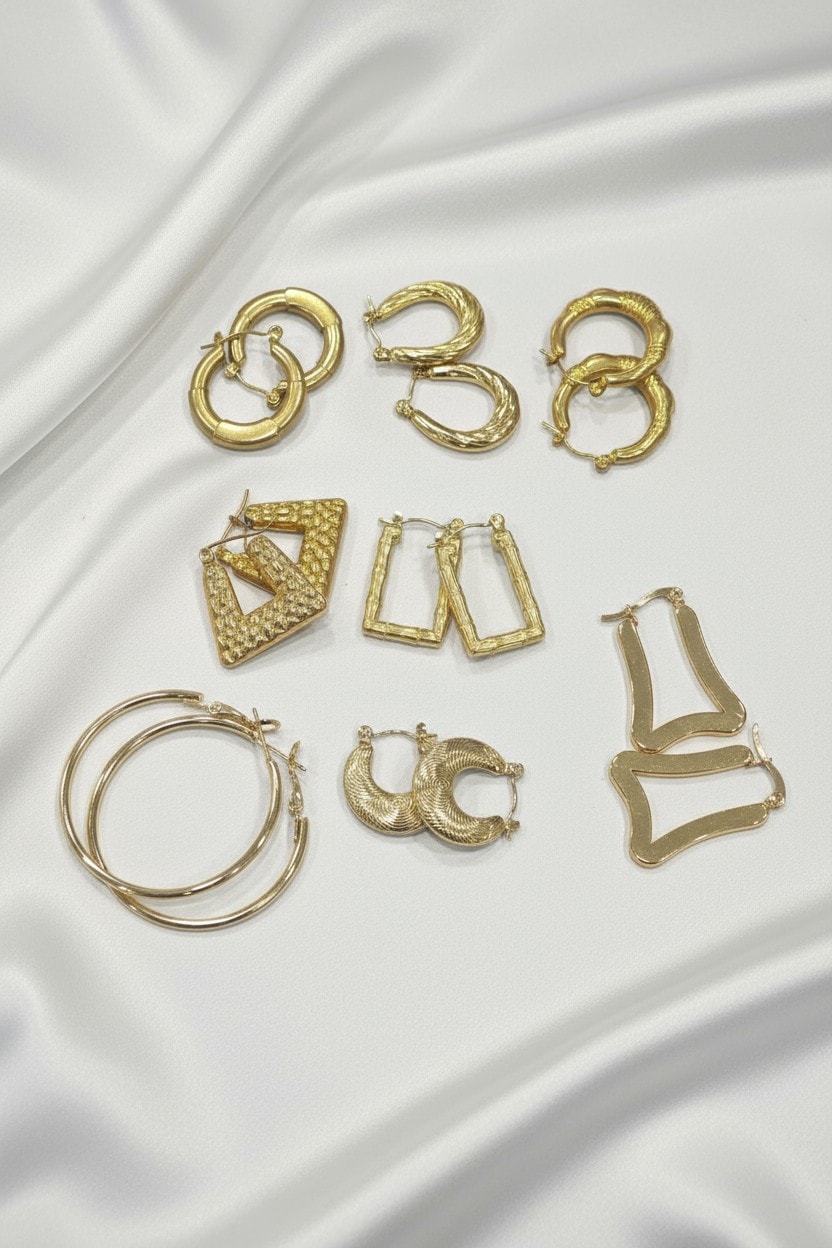 4 Adet Rastgele Çelik Küpe Seti