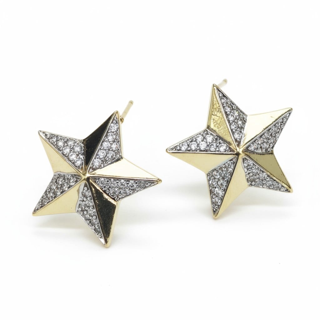 Zarif Yıldız Taşlı Küpe