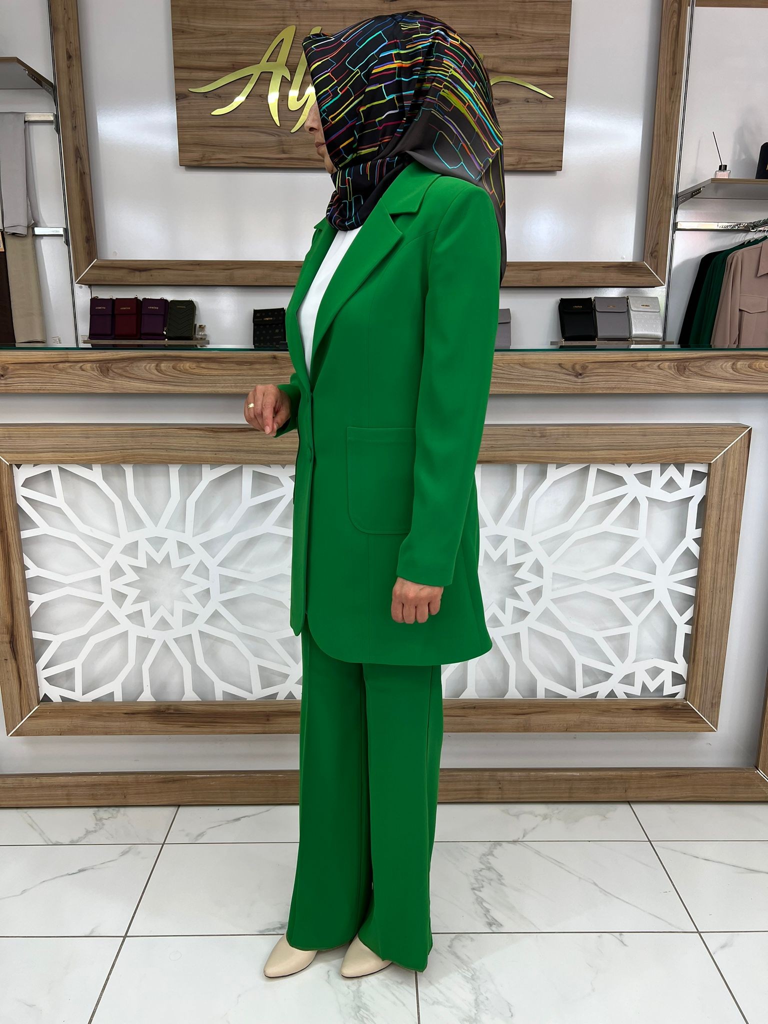Torba Cep Detaylı Kadın İkili Takım BENETTON YEŞİLİ çnr 584