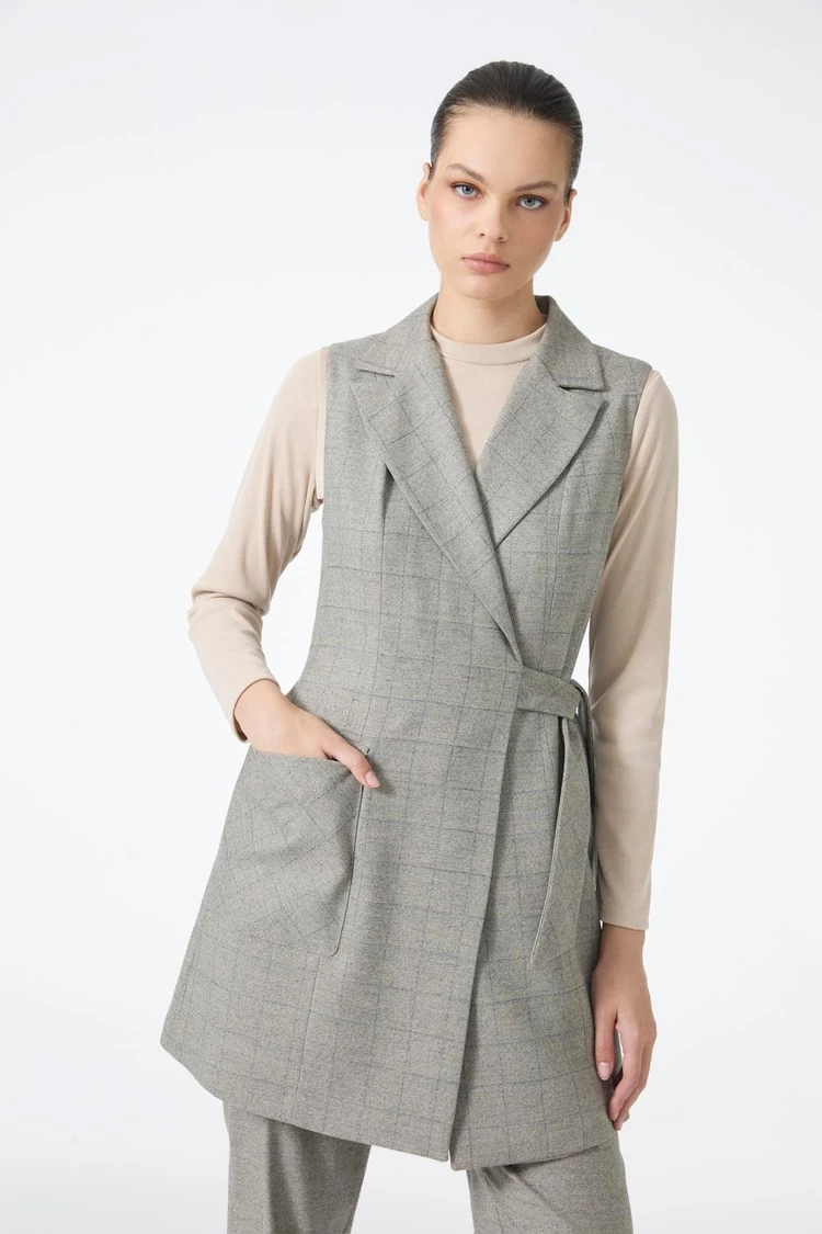 Ekose Desenli Üçlü Kombin Takım ZÜHRE TK-1050