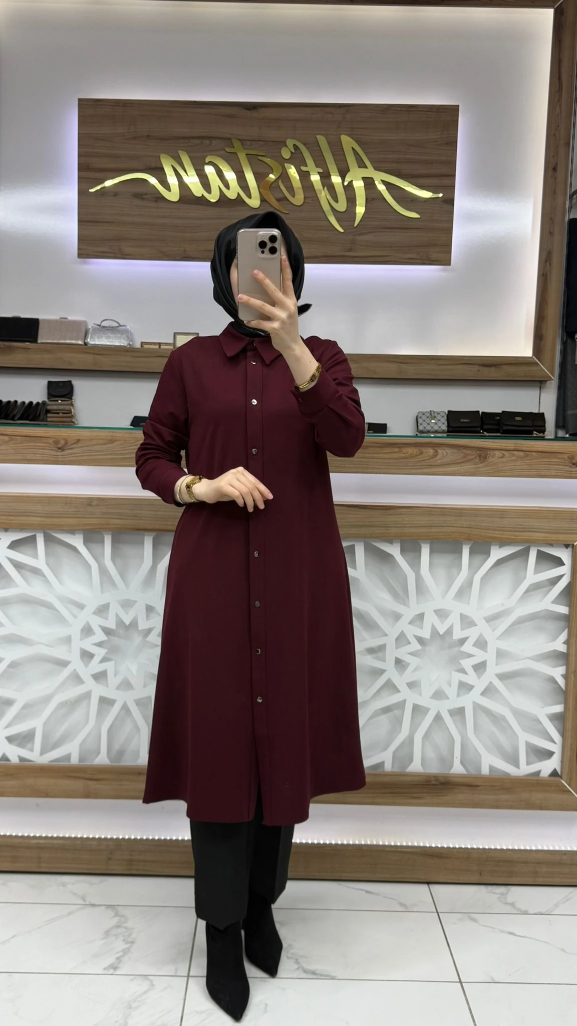 Arkası Taş İşlemeli Tunik çnrö 2200  - Bordo