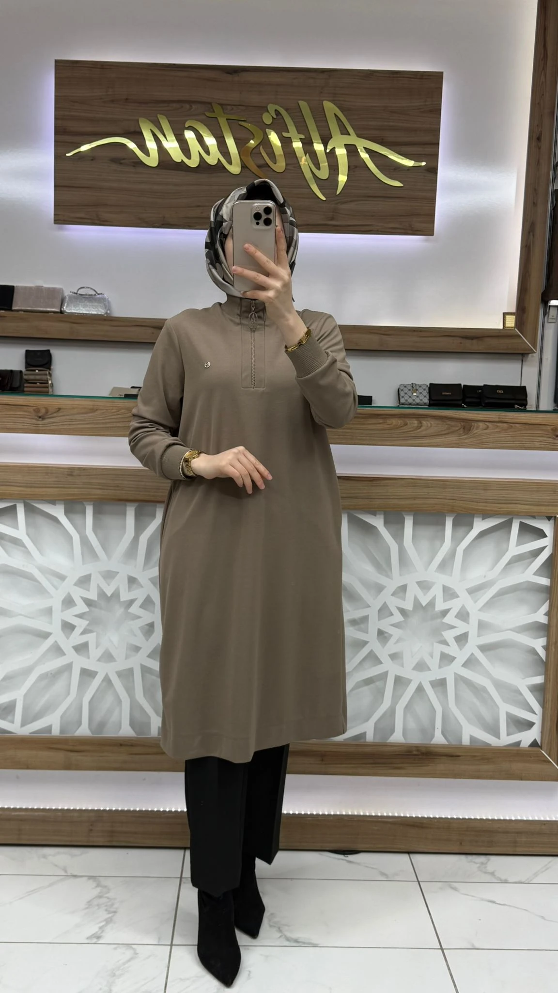 Ribana Detaylı Tunik armn 25KT456 - vizon