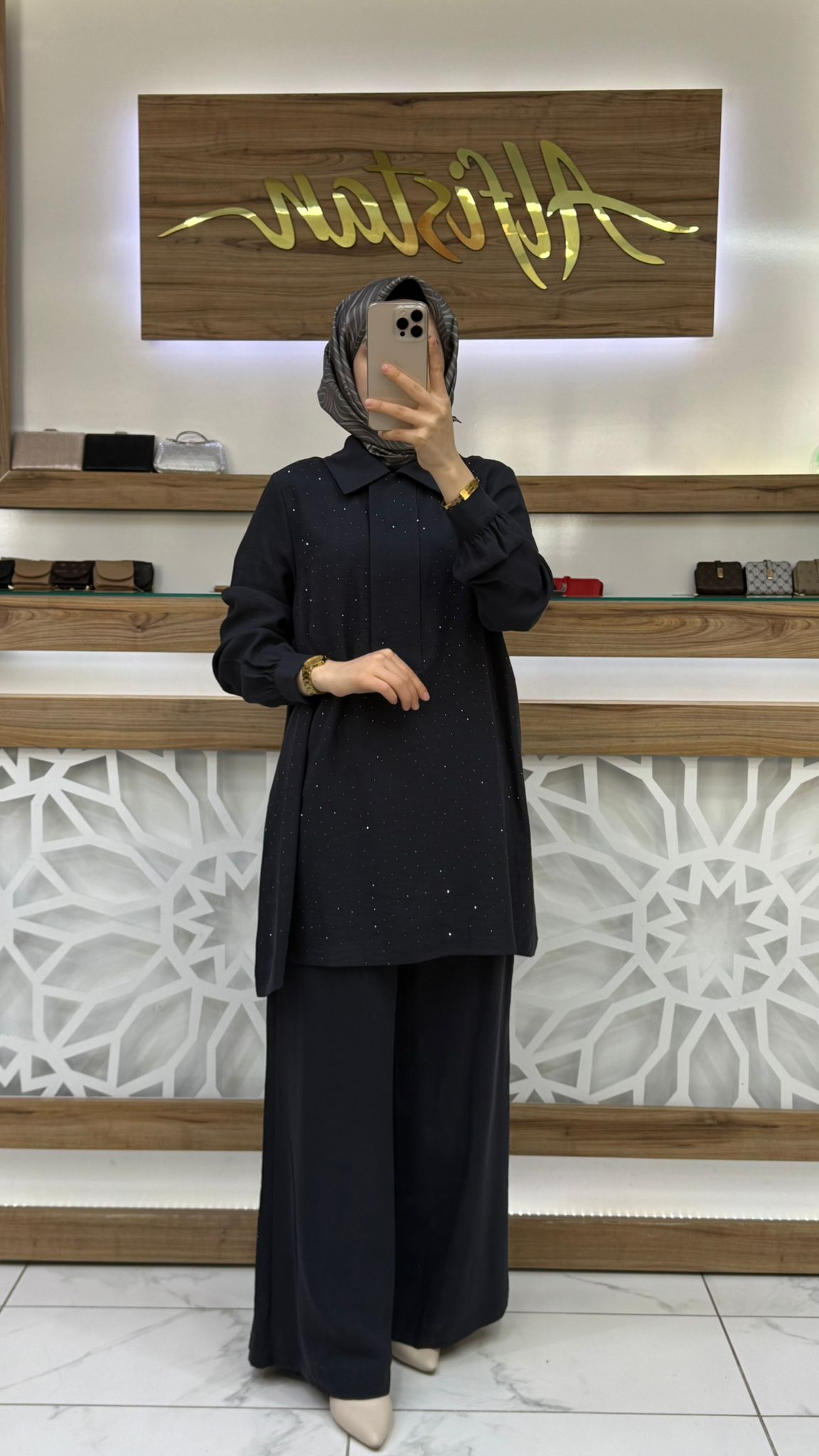 Taş İşlemeli Pantolonlu İkili Takım nuss 26K1019 - siyah