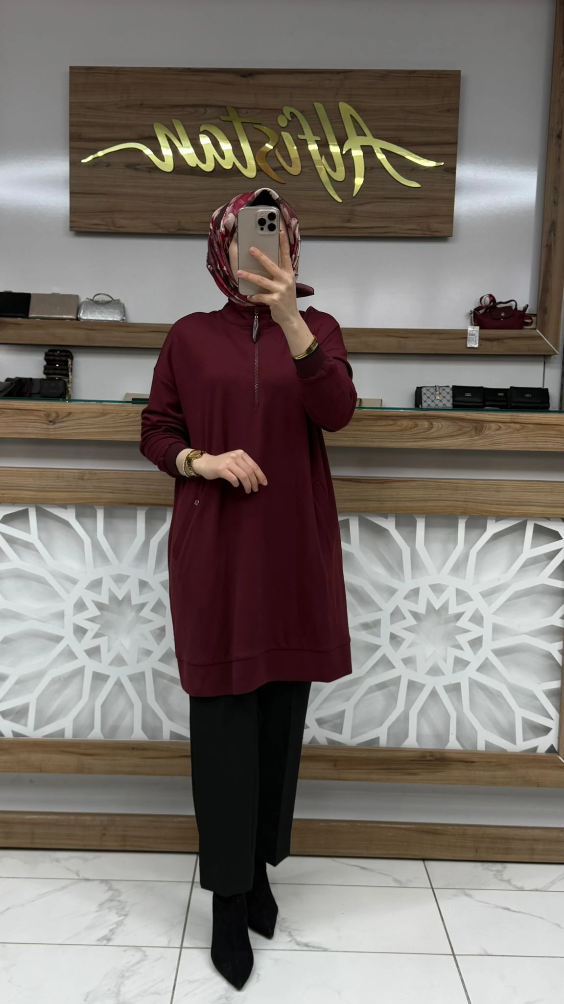 Fermuarlı Ribana Detaylı Kol ağızları Yarı fermuarlı Tunik armn 25KT461