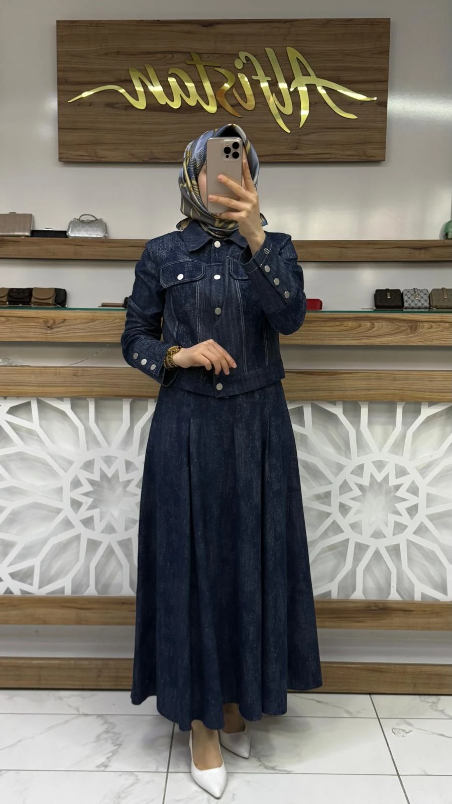 Gömlek Yaka Düğmeli Ceket Etek  İkili Takım TK-1705