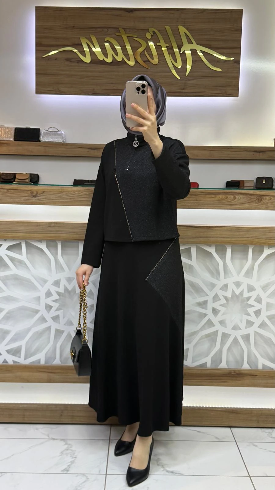 Dik Yaka Renk Bloklu İkili Takım ZÜHRE TK-1180