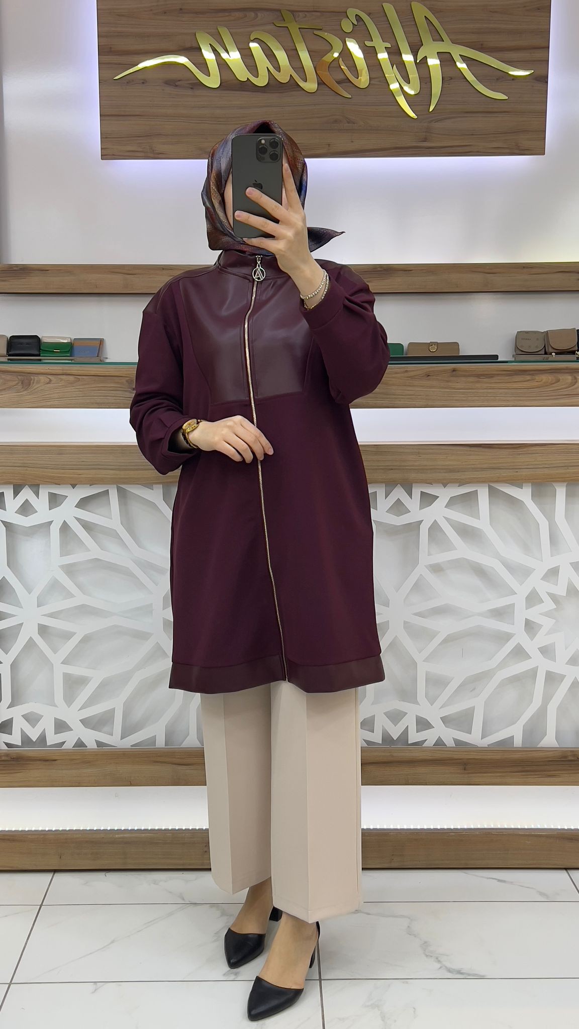 Fermuarlı Tunik (ceket) BORDO armn 24KT452