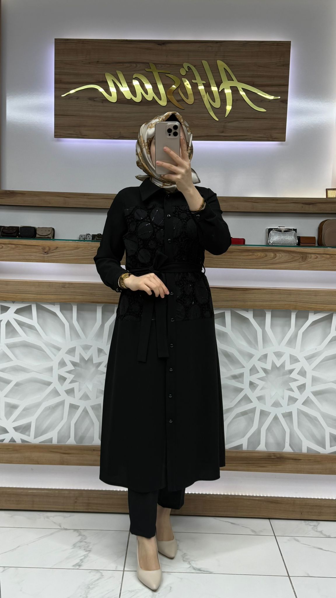 Güpürlü Giy çık Tunik SİYAH haya A1665