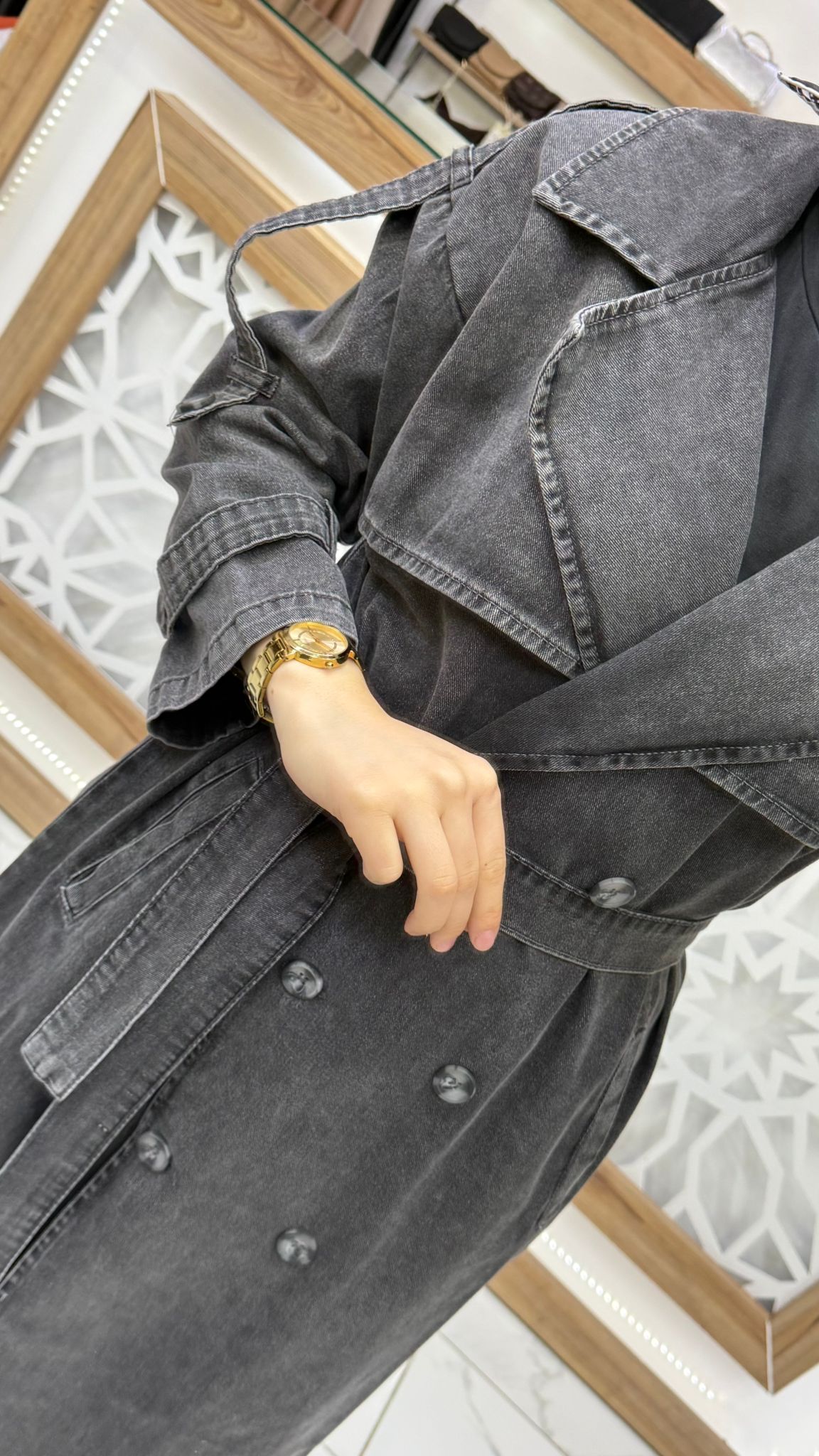 Denim Kot Kadın Tesettür Trenç mgzn 7407 - antrasit