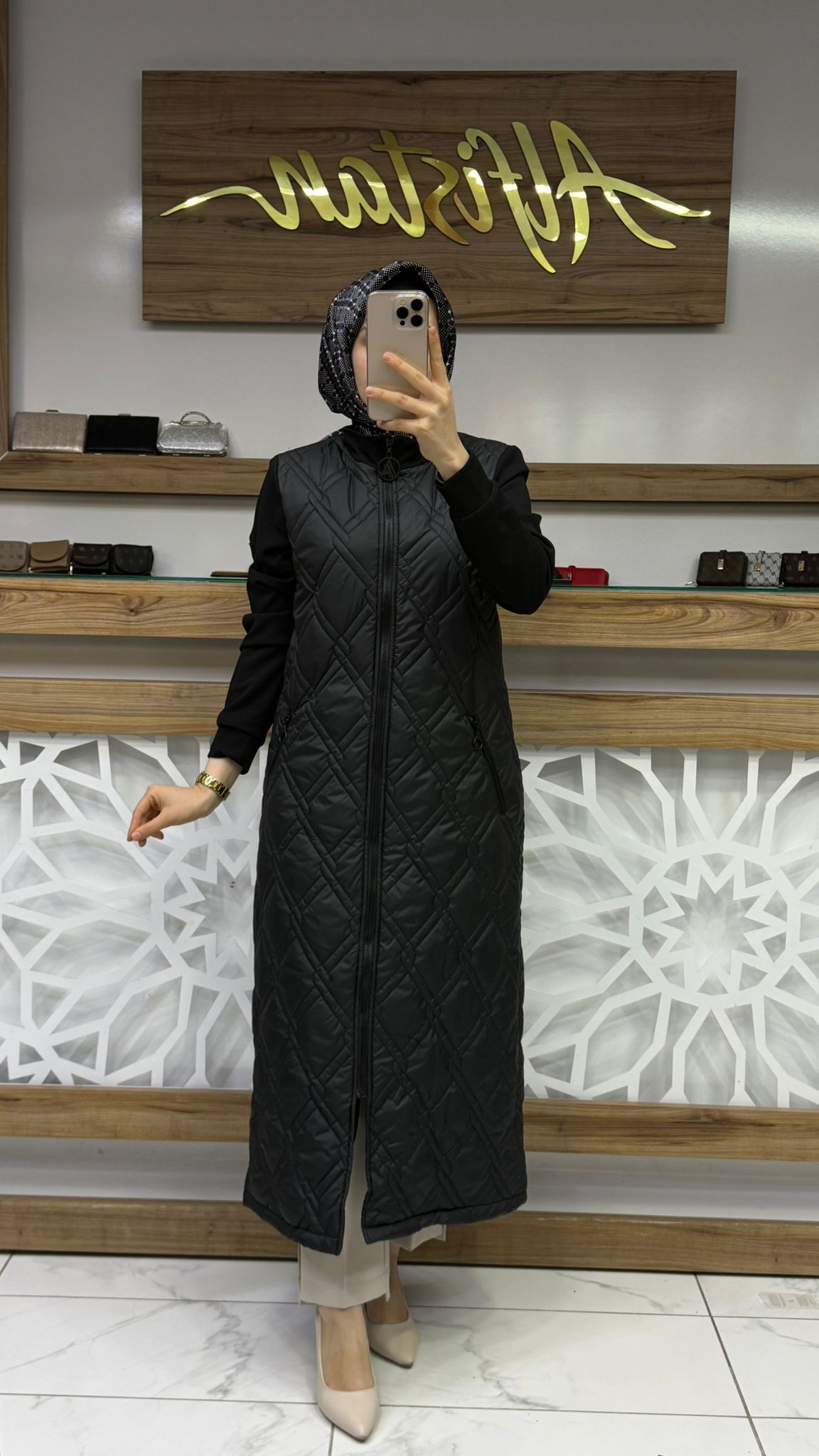 Kol Triko Detay Kapitone Kap - Siyah armn 25YT553