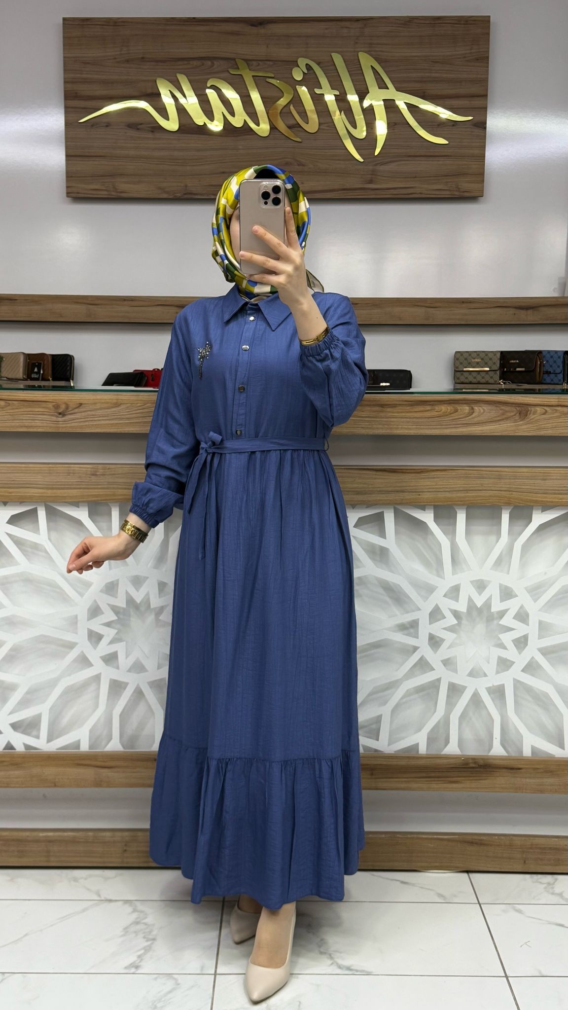 Yıldız Detaylı Kadın Tesettür Elbise çnrö  2123