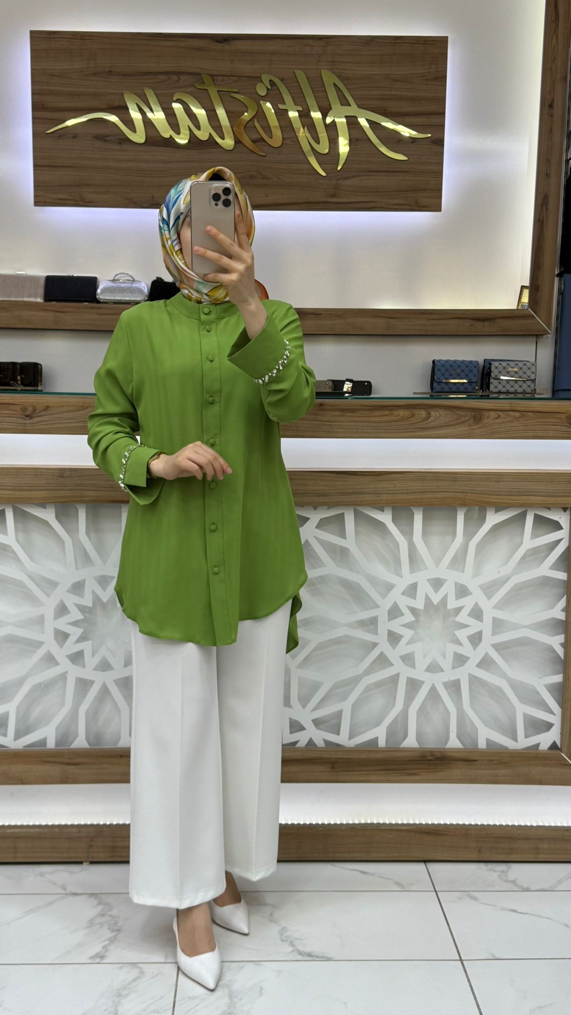 Qetenn Kolu Taşlı Tunik 2953