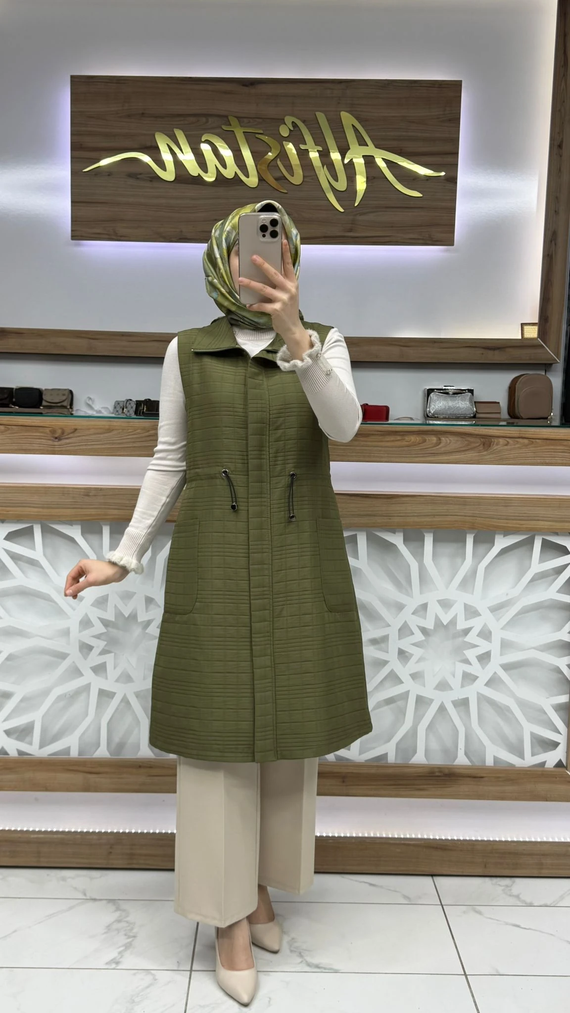 İpli Kapitone Tesettür  Yelek qtn 4967