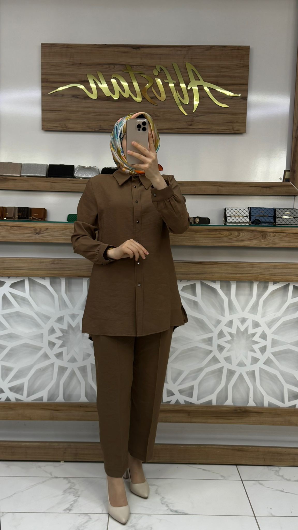 Modal Pantolonlu İkili Takım çnrö 2060 - kahverengi