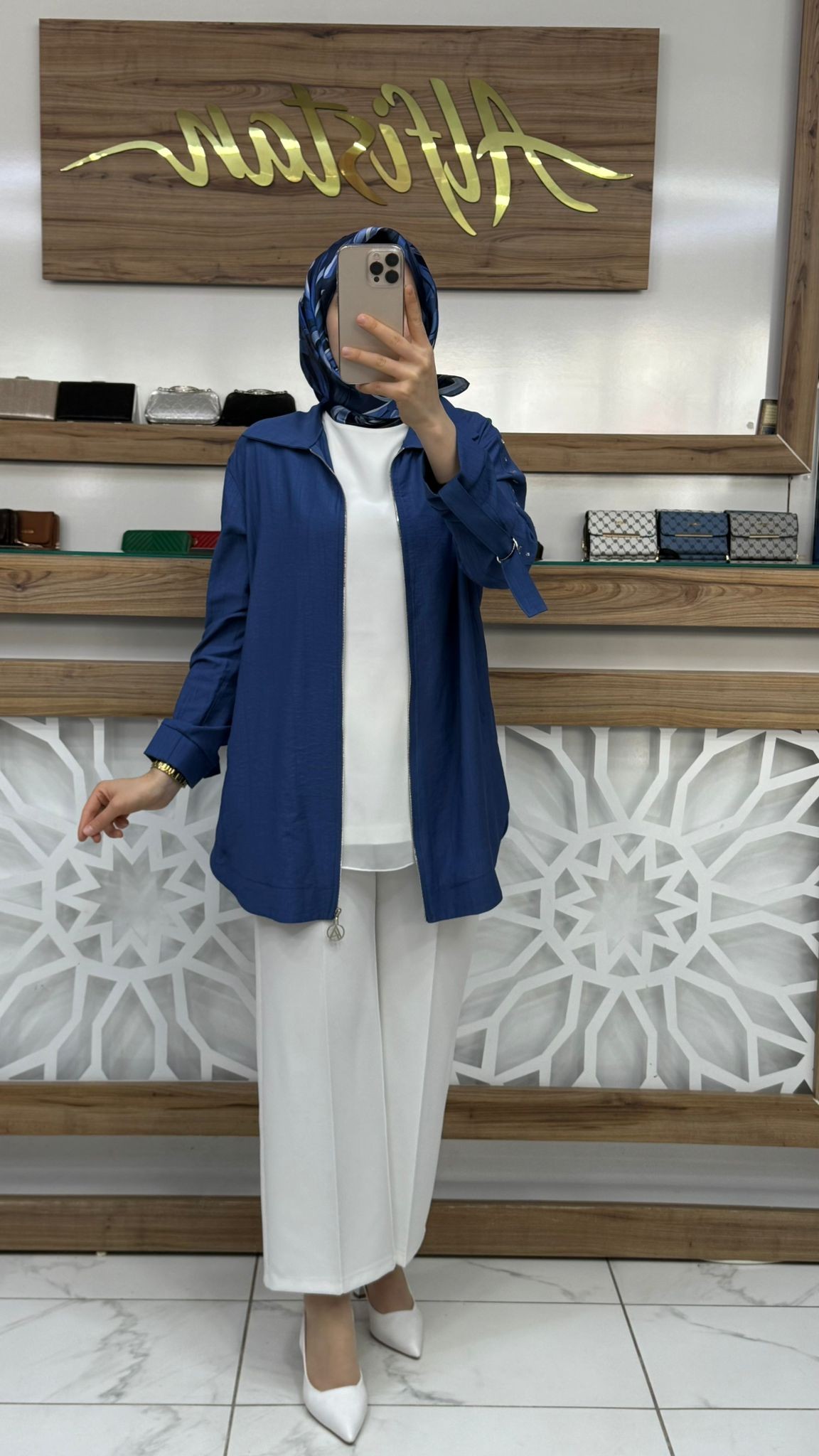 Kol Taşlı Ceket armn 25YT573 - mavi