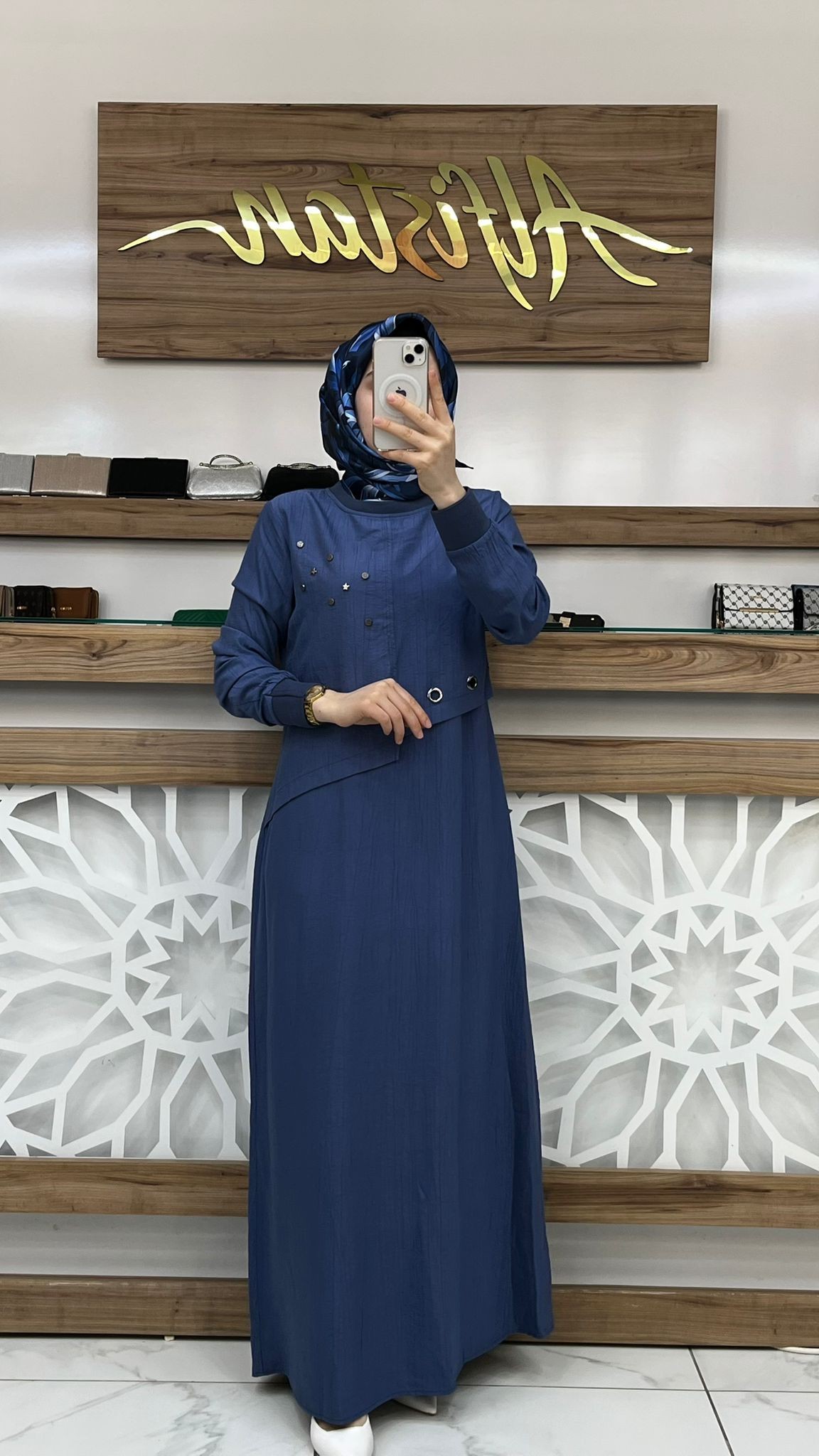 Kuş Gözü Detaylı  Elbise çnrö 2117