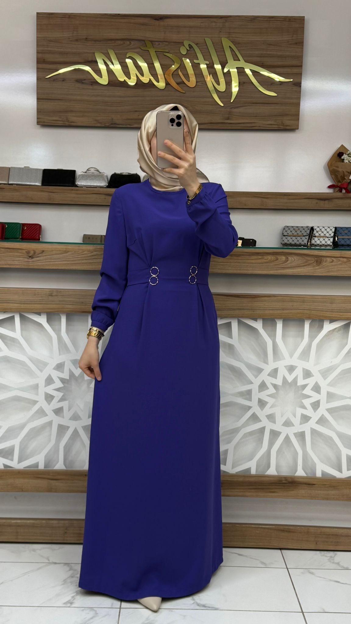Beli Halka Detay Kemerli Elbise armn 25YT926