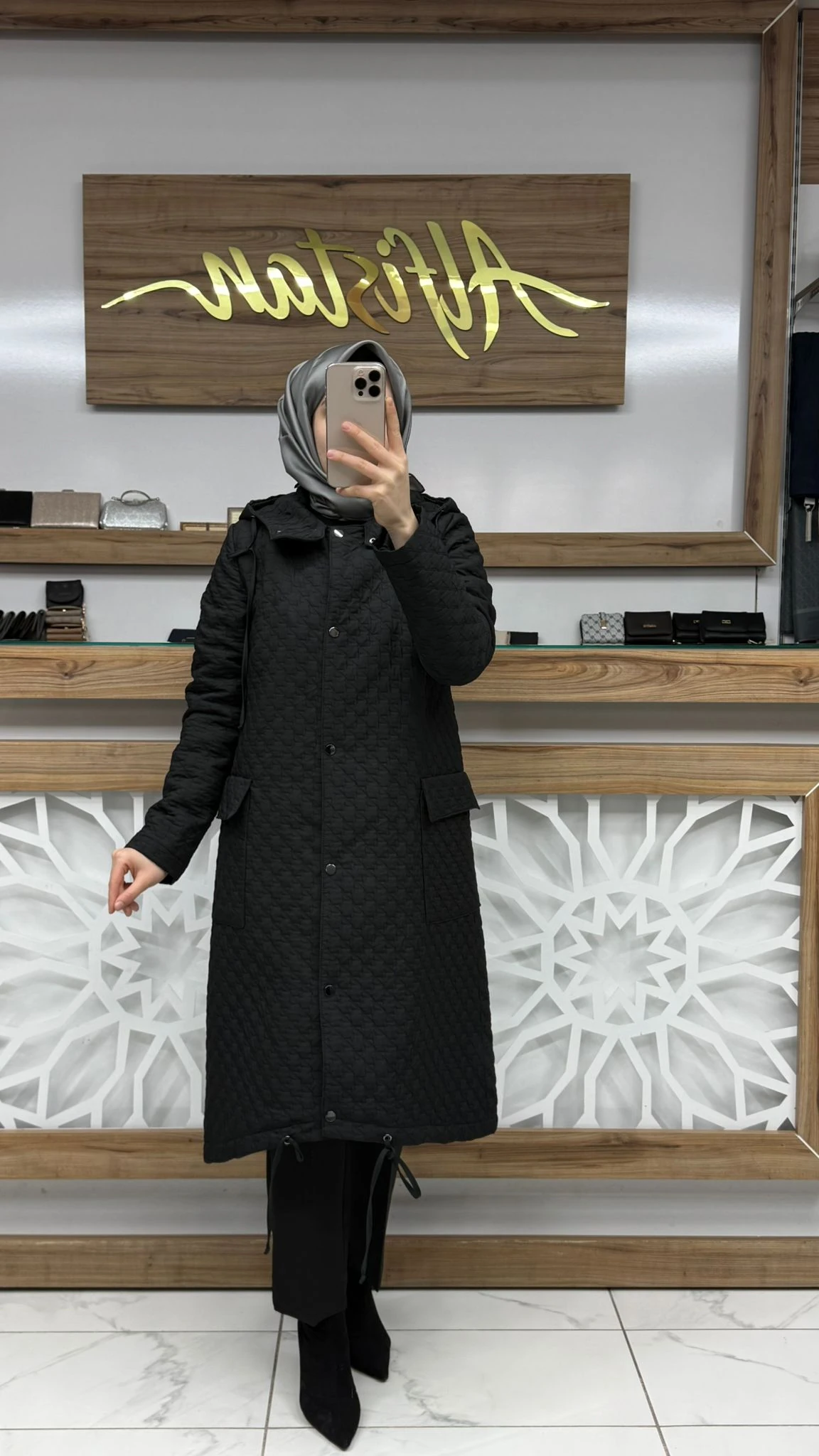 Kapüşonlu Desenli  Mont ZÜHRE 13856