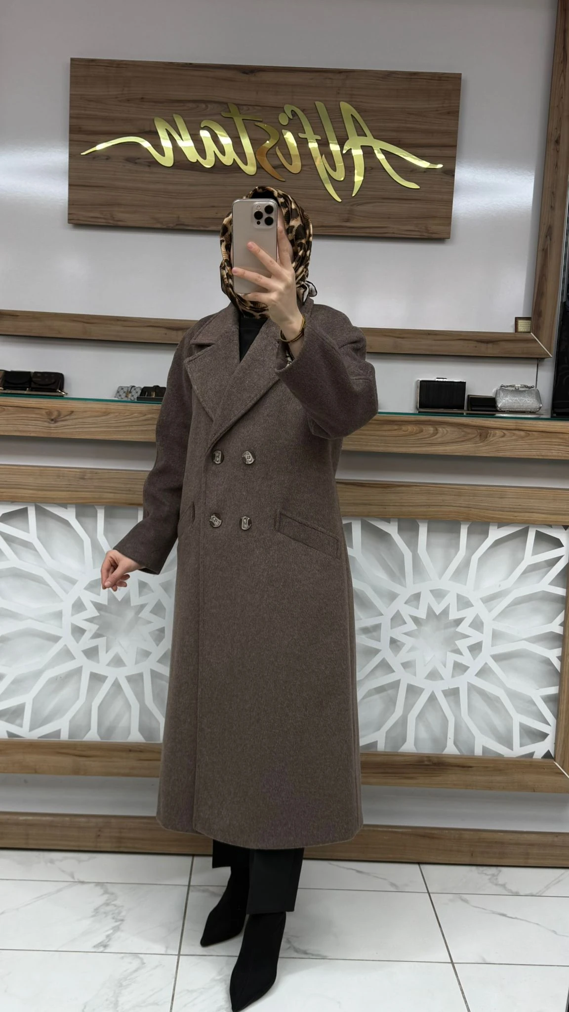 Kruvaze Yaka Cep Detaylı Kaşe Kaban ZÜHRE  13300 - Kahvrengi