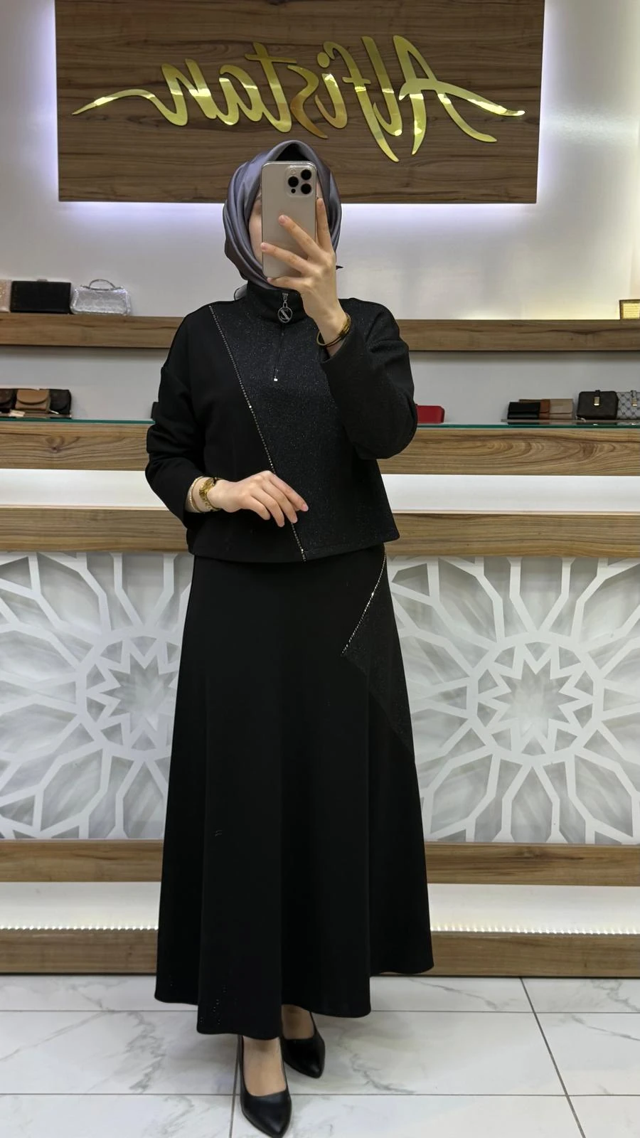 Dik Yaka Renk Bloklu İkili Takım ZÜHRE TK-1180