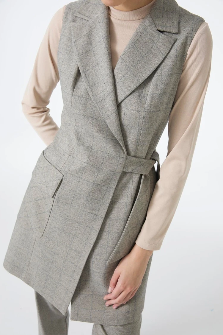 Ekose Desenli Üçlü Kombin Takım ZÜHRE TK-1050