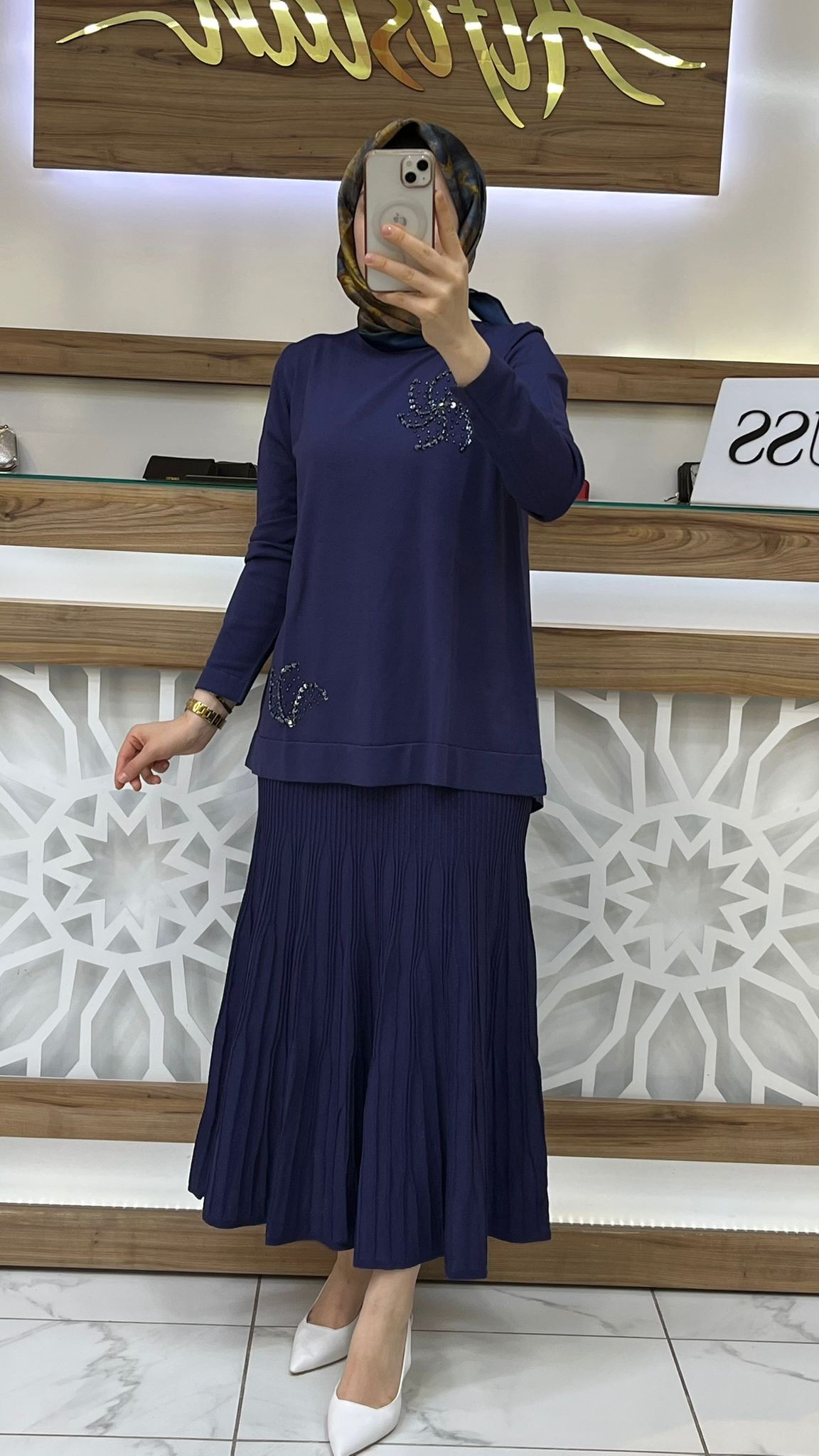 Taş İşlemeli Merserize Takım nuss 26K1352