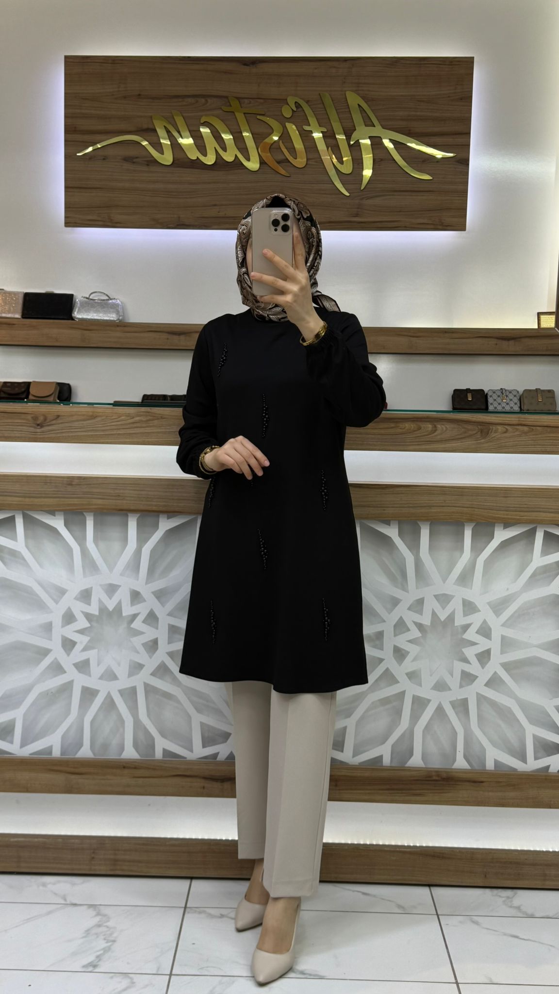 İnci Detaylı Tunik haya A1626 - siyah